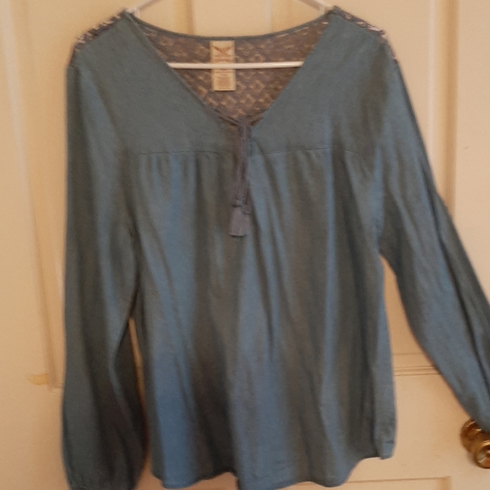 Denim long sleeve blouse